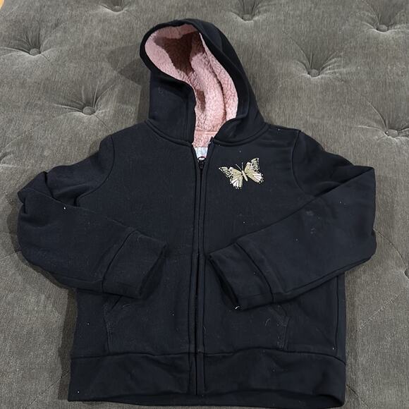 The children’s place butterfly Sherpa zip up hoodie size small 5/6 - Picture 3 of 5